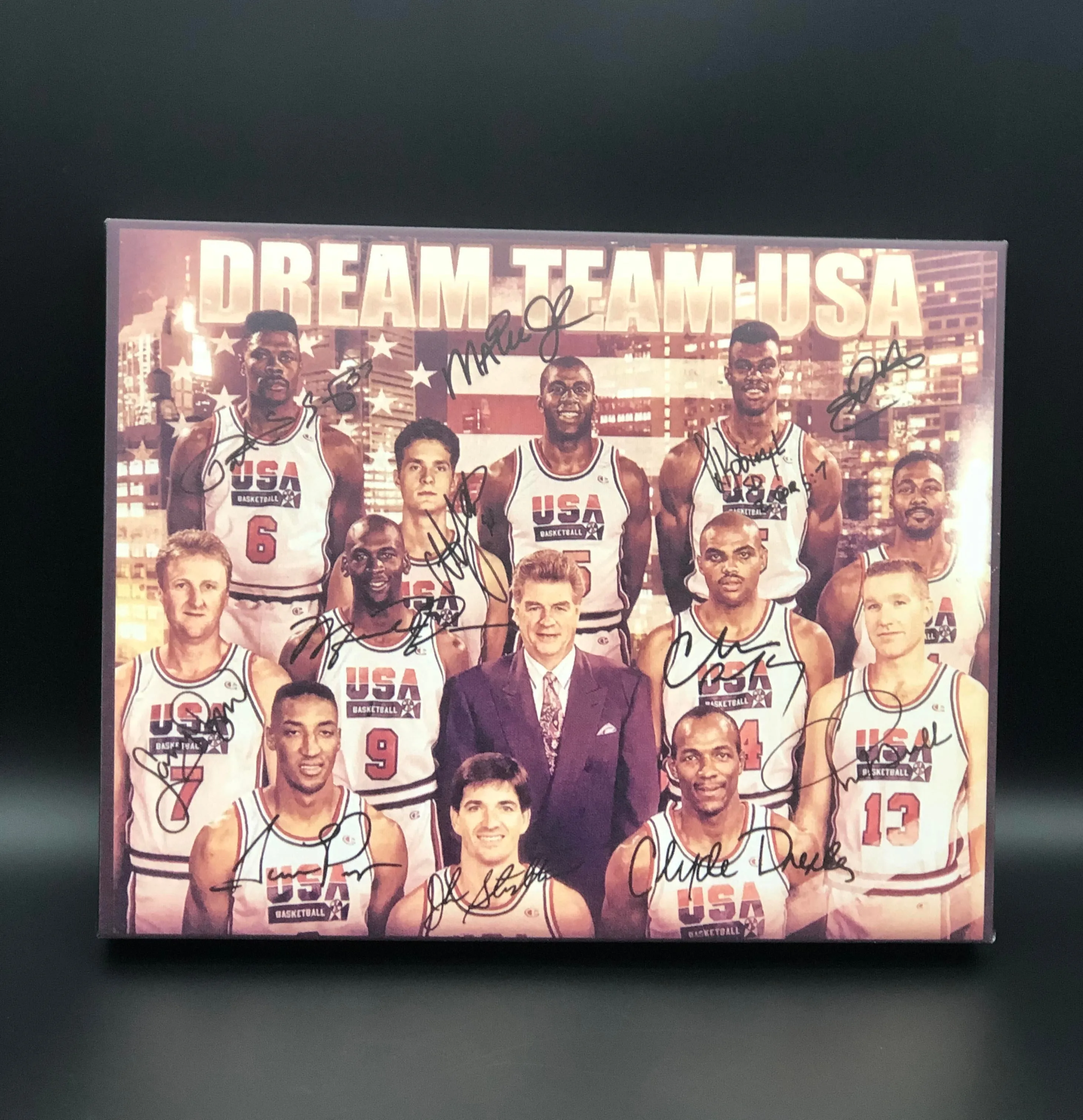 1992 Dream Team USA Facsimile Autograph 11x14 Canvas Print Wall Art