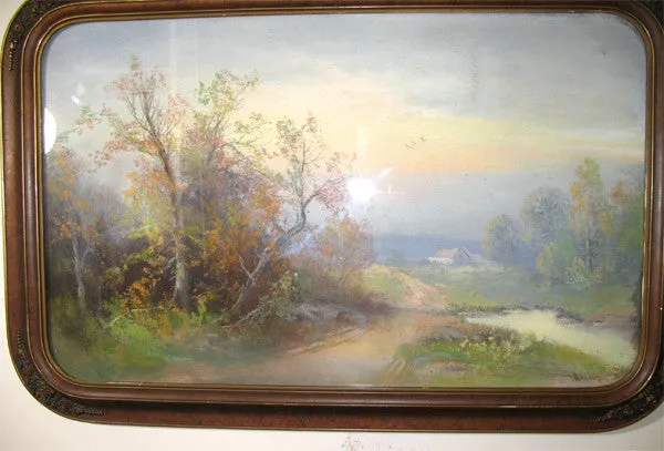 ANTIQUE VINTAGE Old ORIGINAL SIGNED Master PASTEL ART PAINTING Artist CHANDLER