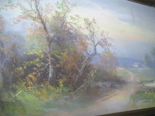 ANTIQUE VINTAGE Old ORIGINAL SIGNED Master PASTEL ART PAINTING Artist CHANDLER