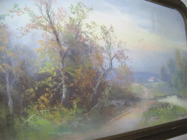 ANTIQUE VINTAGE Old ORIGINAL SIGNED Master PASTEL ART PAINTING Artist CHANDLER