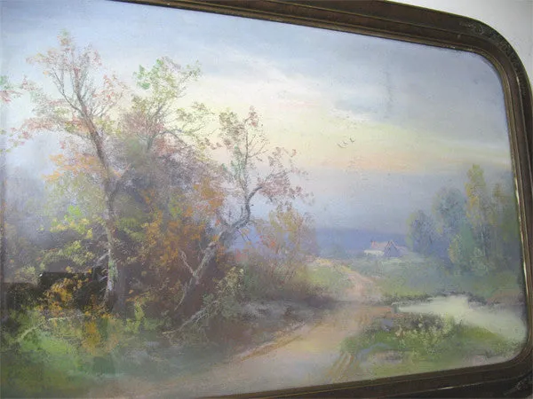ANTIQUE VINTAGE Old ORIGINAL SIGNED Master PASTEL ART PAINTING Artist CHANDLER
