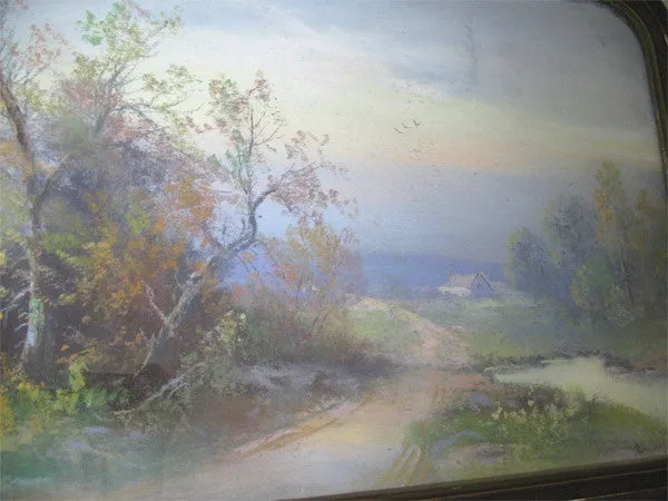 ANTIQUE VINTAGE Old ORIGINAL SIGNED Master PASTEL ART PAINTING Artist CHANDLER