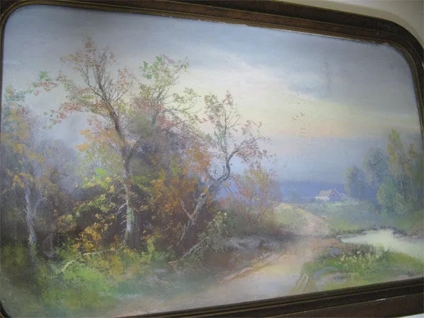 ANTIQUE VINTAGE Old ORIGINAL SIGNED Master PASTEL ART PAINTING Artist CHANDLER