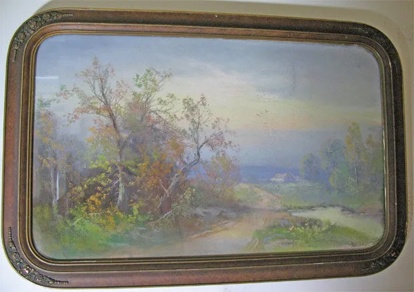 ANTIQUE VINTAGE Old ORIGINAL SIGNED Master PASTEL ART PAINTING Artist CHANDLER