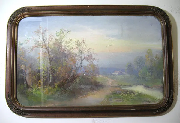 ANTIQUE VINTAGE Old ORIGINAL SIGNED Master PASTEL ART PAINTING Artist CHANDLER