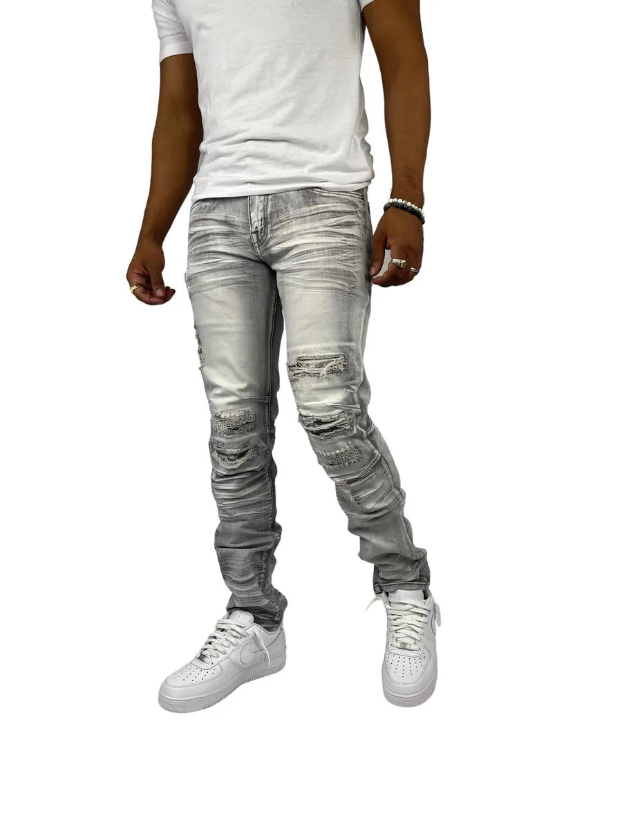 Blind Trust - Rip & Repair Jeans - Grey (BTP21082)