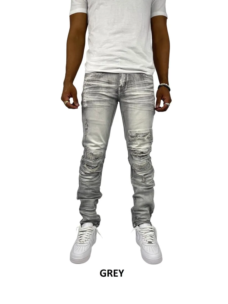 Blind Trust - Rip & Repair Jeans - Grey (BTP21082)