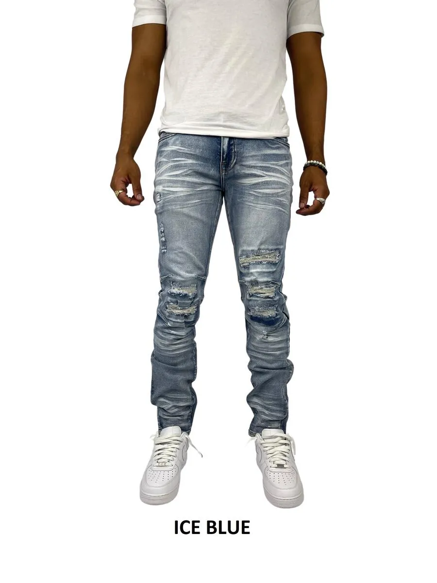 Blind Trust - Rip & Repair Jeans - Ice Blue (BTP21082)