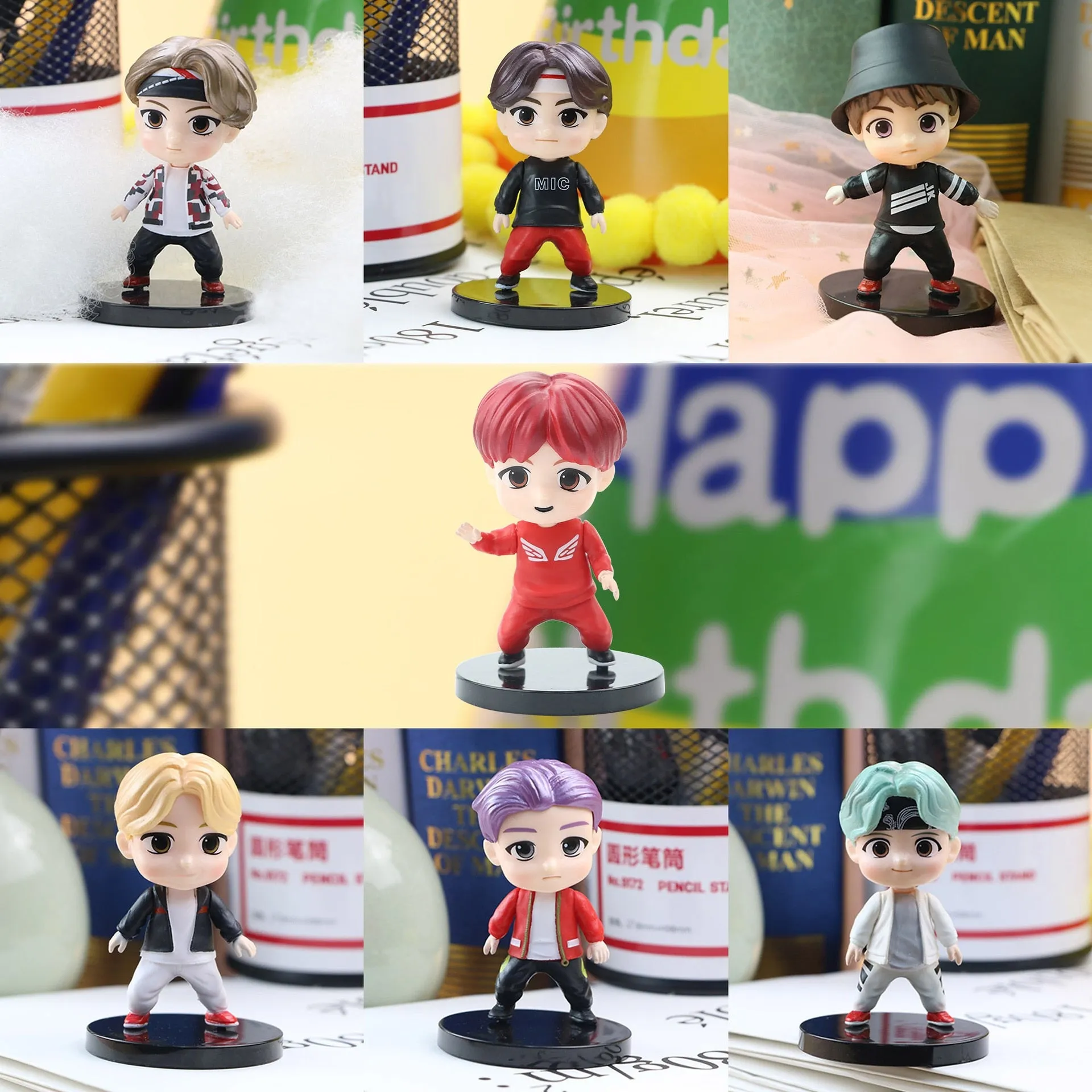 BTS BT21 Bangtan Boys Set of 7 Action Figures KPOP Star Model F |7 Cms|