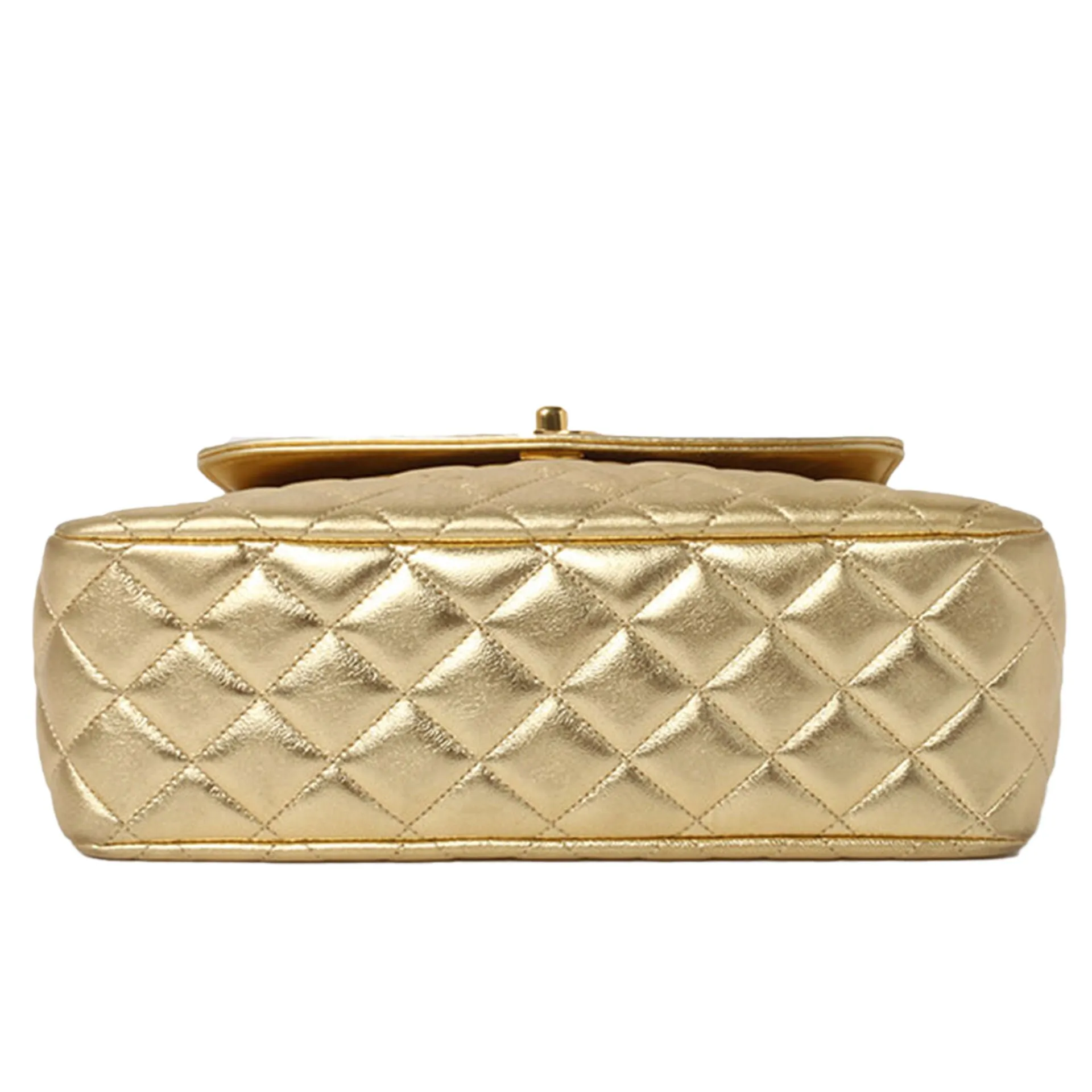 Chanel 90's Rare Gold Quilted Metallic Lambskin Flap