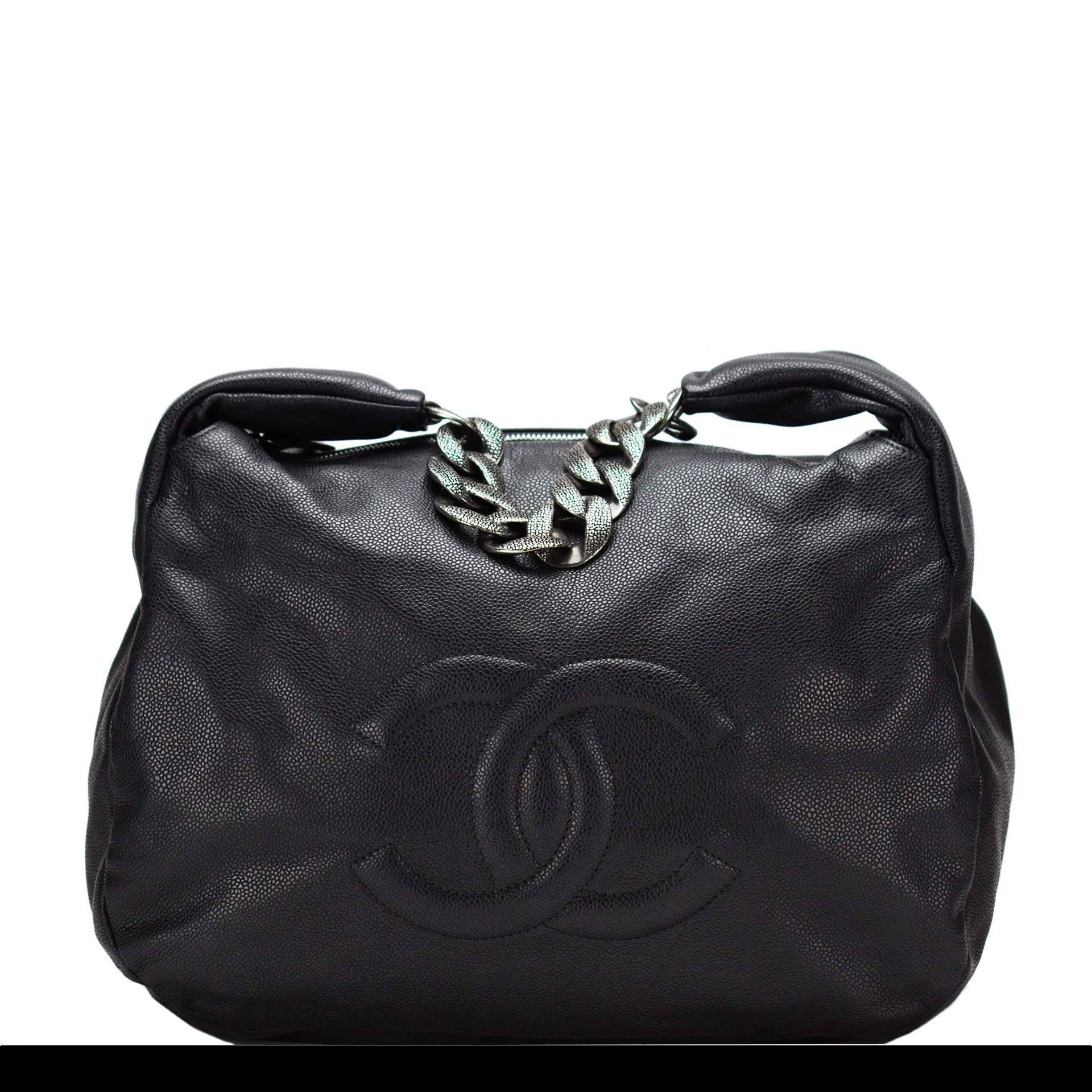 Chanel Antique Chain Pebbled Calfskin Satchel Hobo