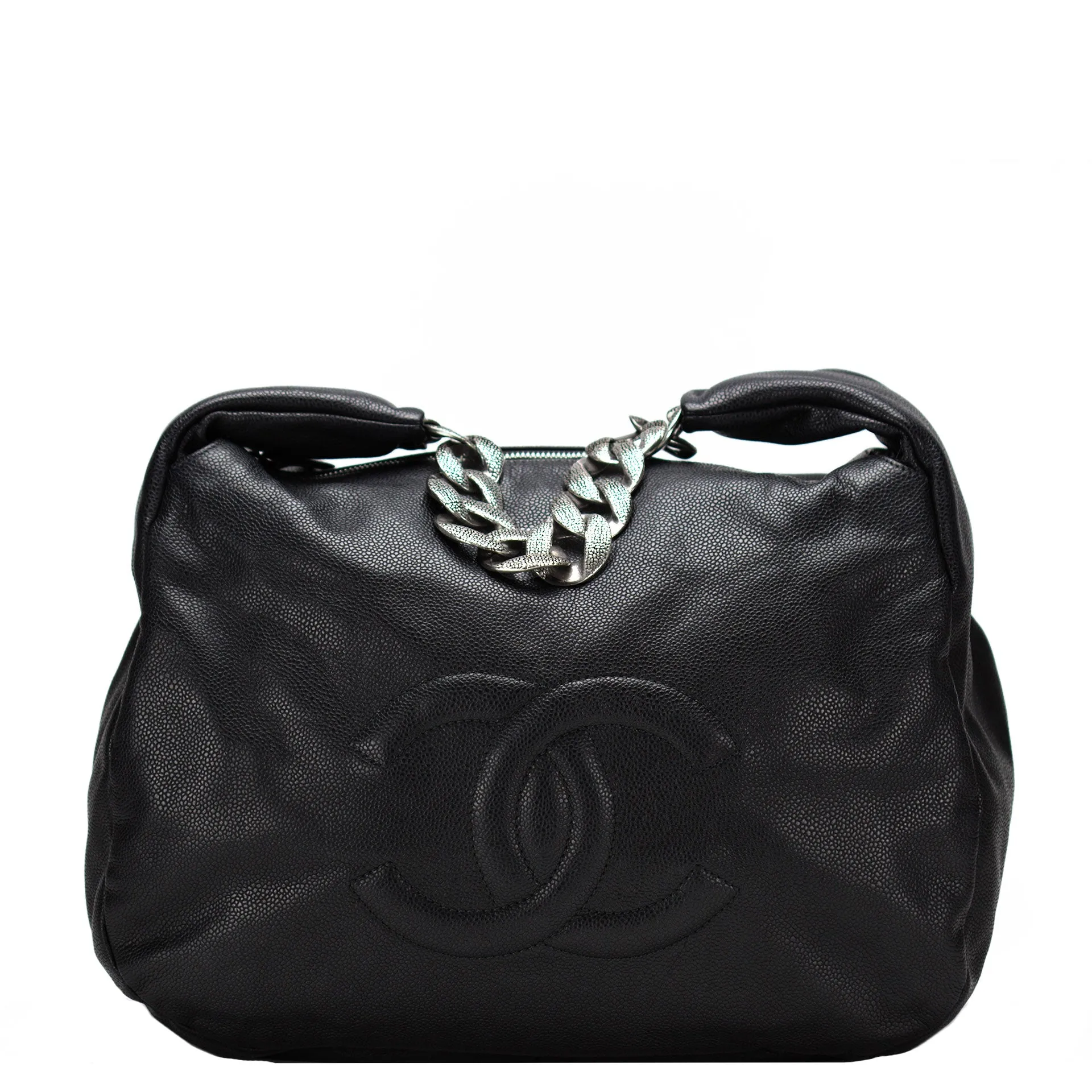 Chanel Antique Chain Pebbled Calfskin Satchel Hobo