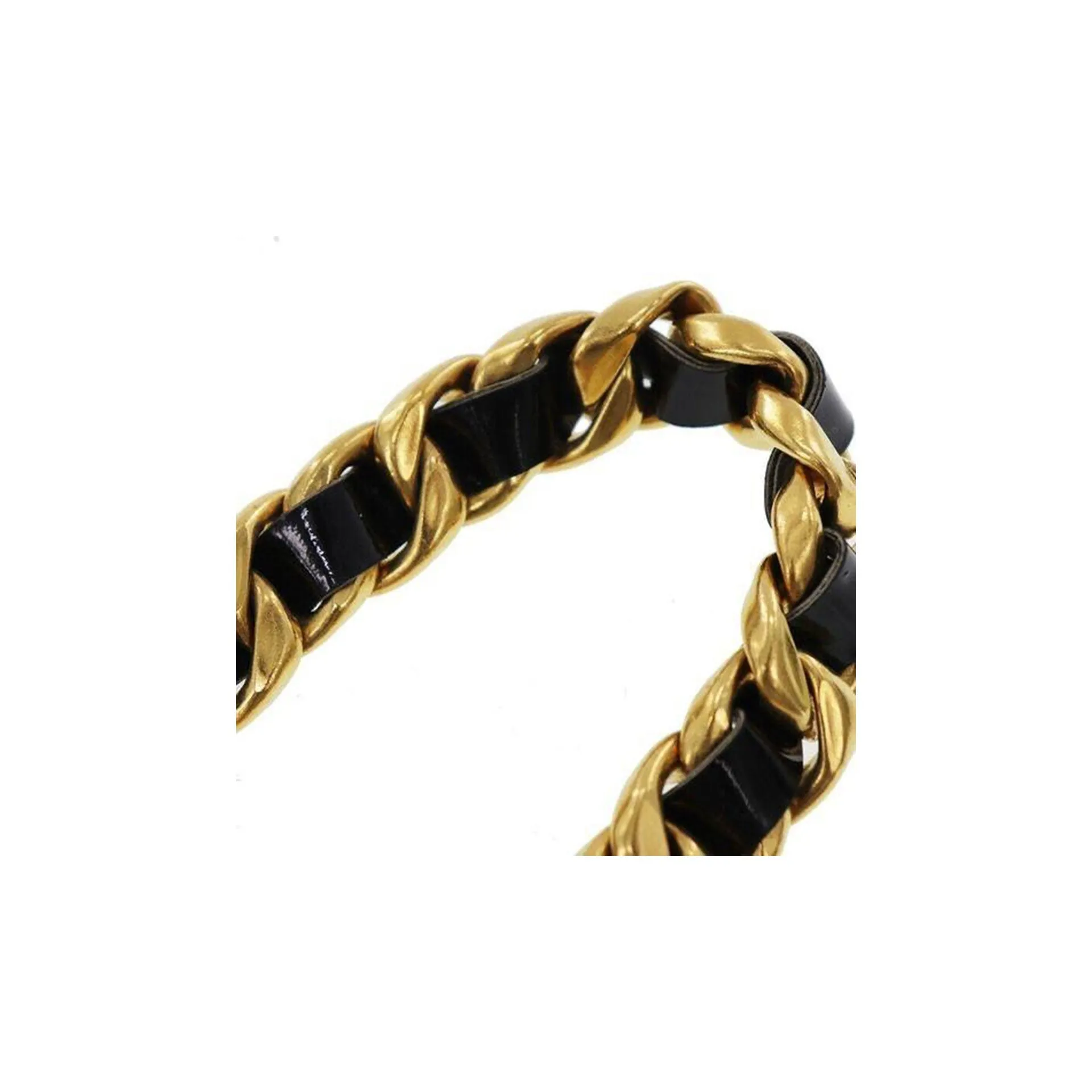 Chanel Black and Gold Rare Logo Swarovski Enamel Vintage 90's Runway Necklace
