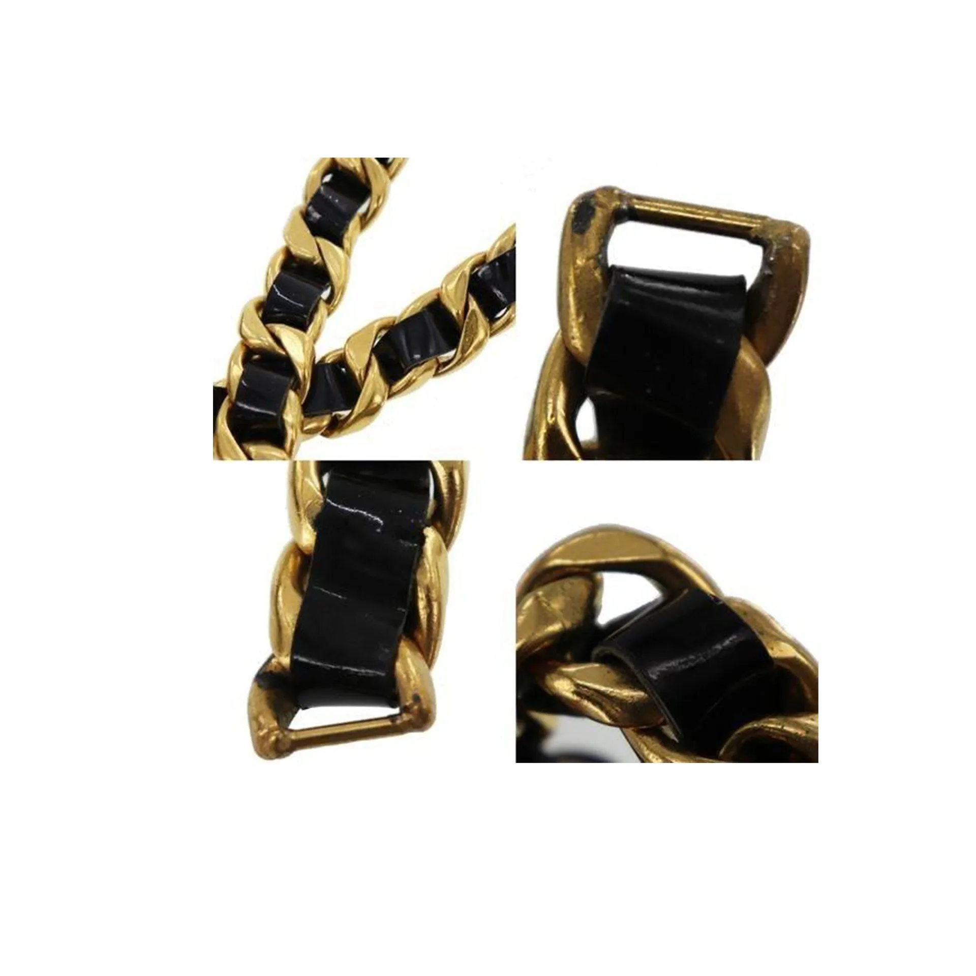 Chanel Black and Gold Rare Logo Swarovski Enamel Vintage 90's Runway Necklace