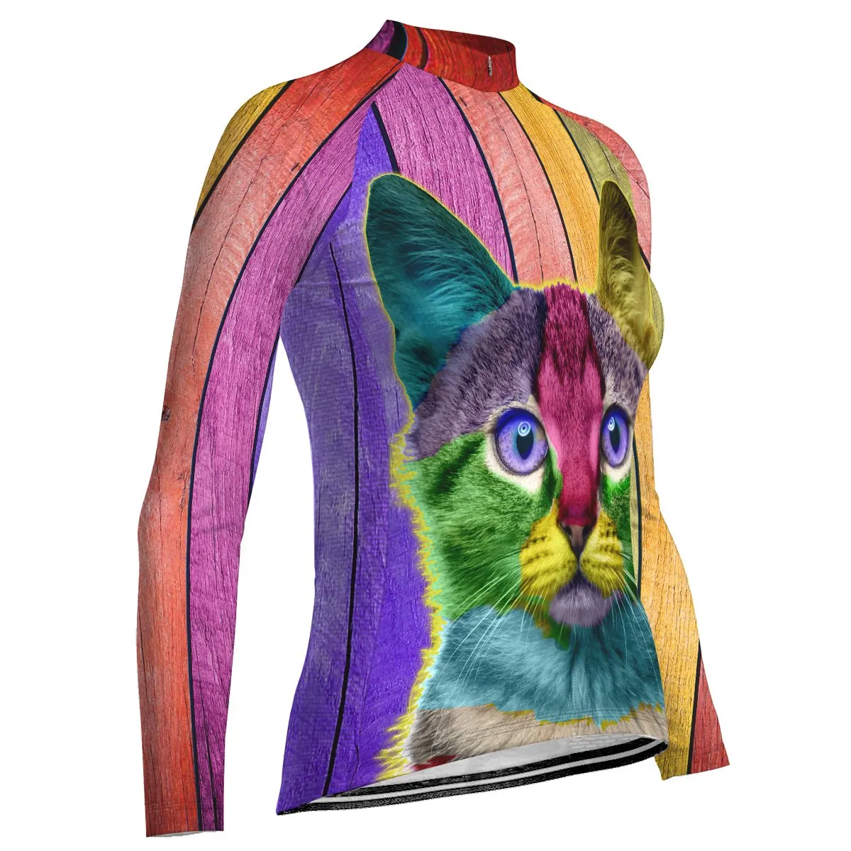 Colorful Cat Long Sleeve Cycling Jersey for Women