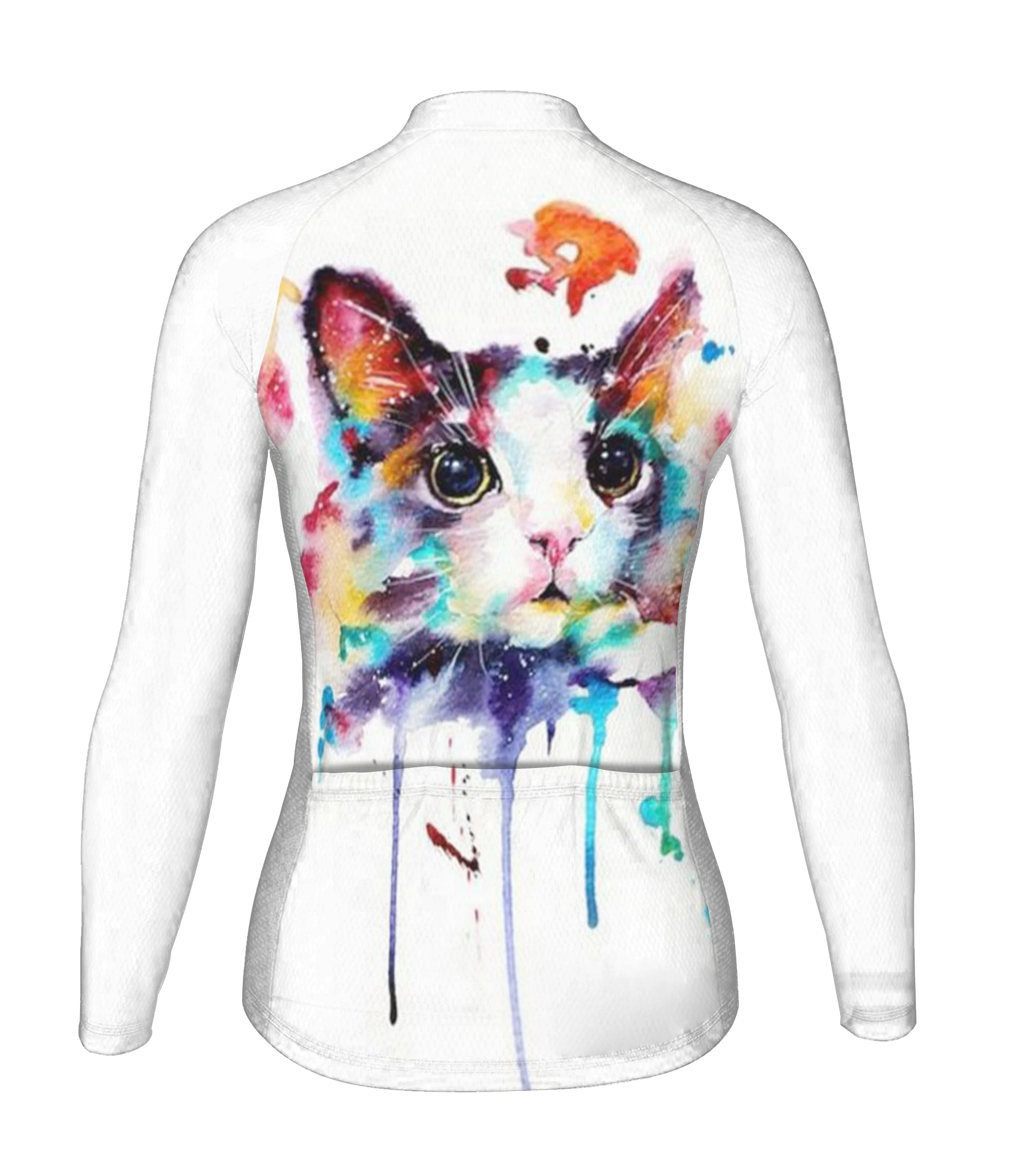 Colorful Cat Long Sleeve Cycling Jersey for Women