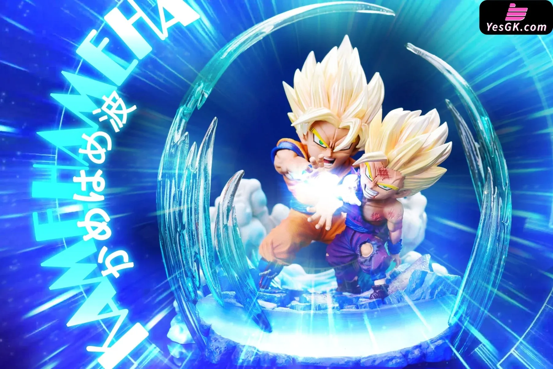 Dragon Ball Goku and Gohan Kamehameha Resin Statue - League Studio [In Stock]