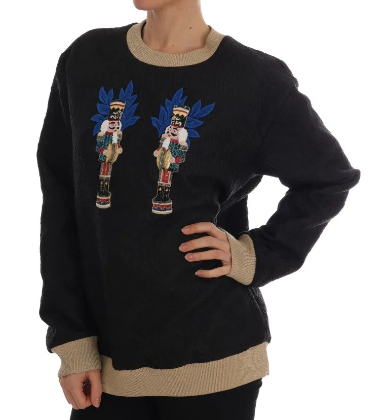 Enchanted Sequined Black Brocade Sweater