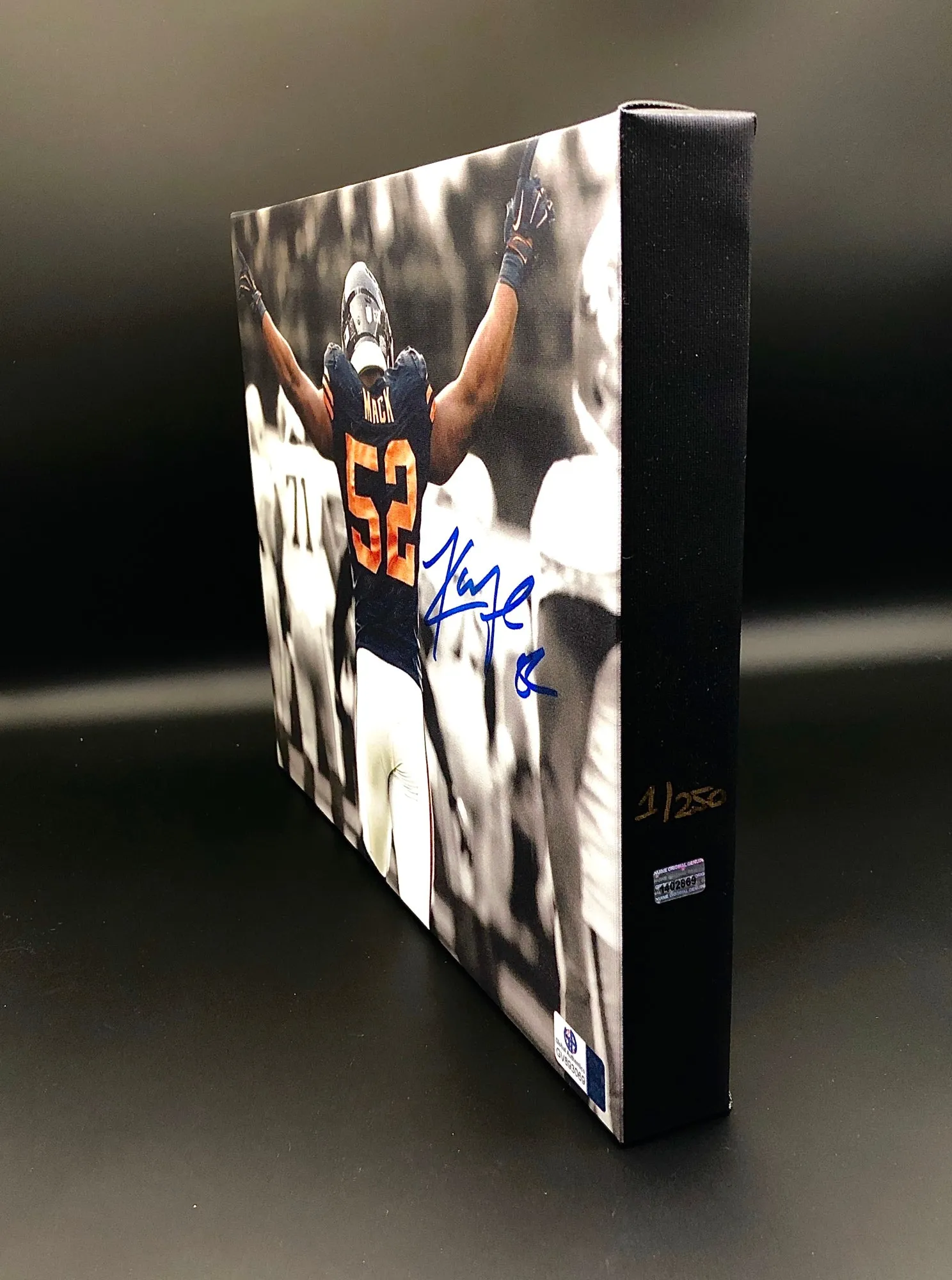 Khalil Mack Chicago Bears Facsimile Autograph 11x14 Canvas Print Wall Art