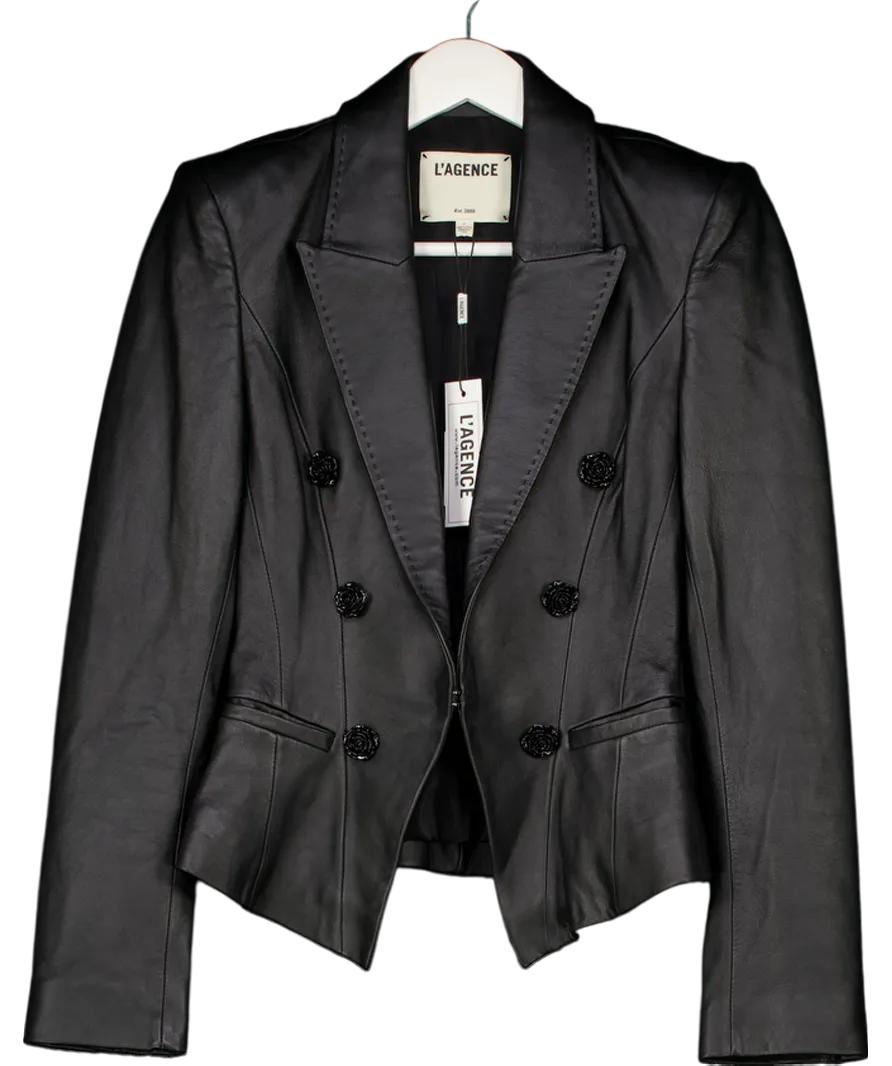L'agence Black Andalusia Leather Blazer UK XS