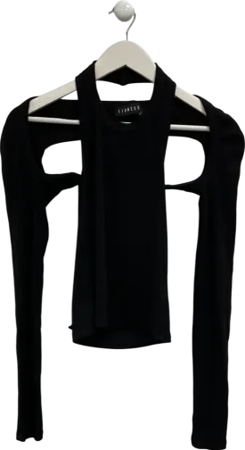 Lioness Black Sculpted Long Sleeve Tank Top UK XS