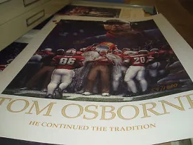 NEBRASKA HUSKERS Bob Devaney Tom Osborne Autographed Prints 24X35 matching set