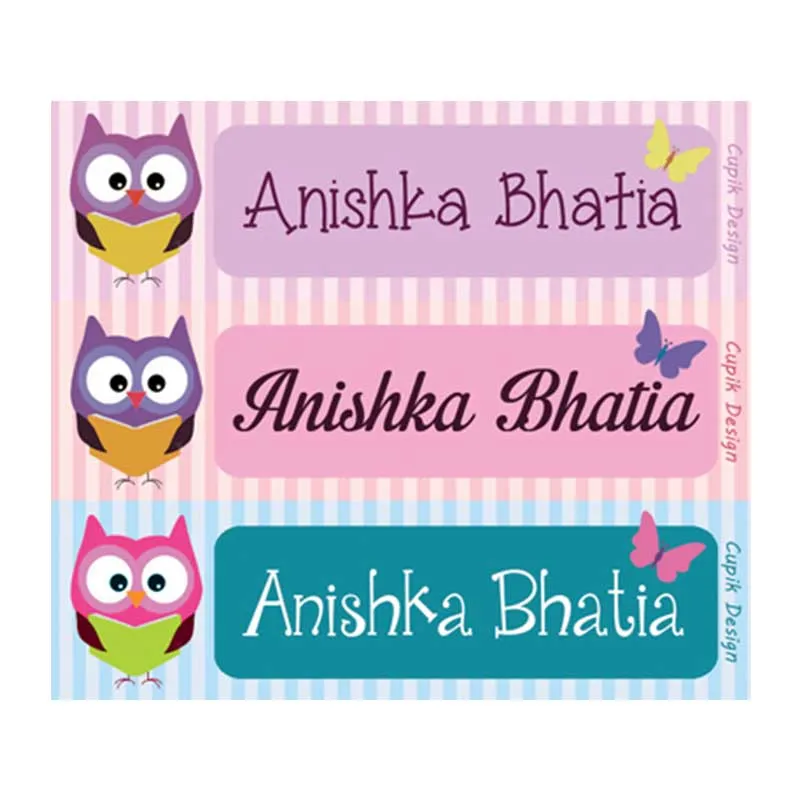 Personalised Owls Waterproof Stickers - Rectangular