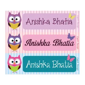 Personalised Owls Waterproof Stickers - Rectangular