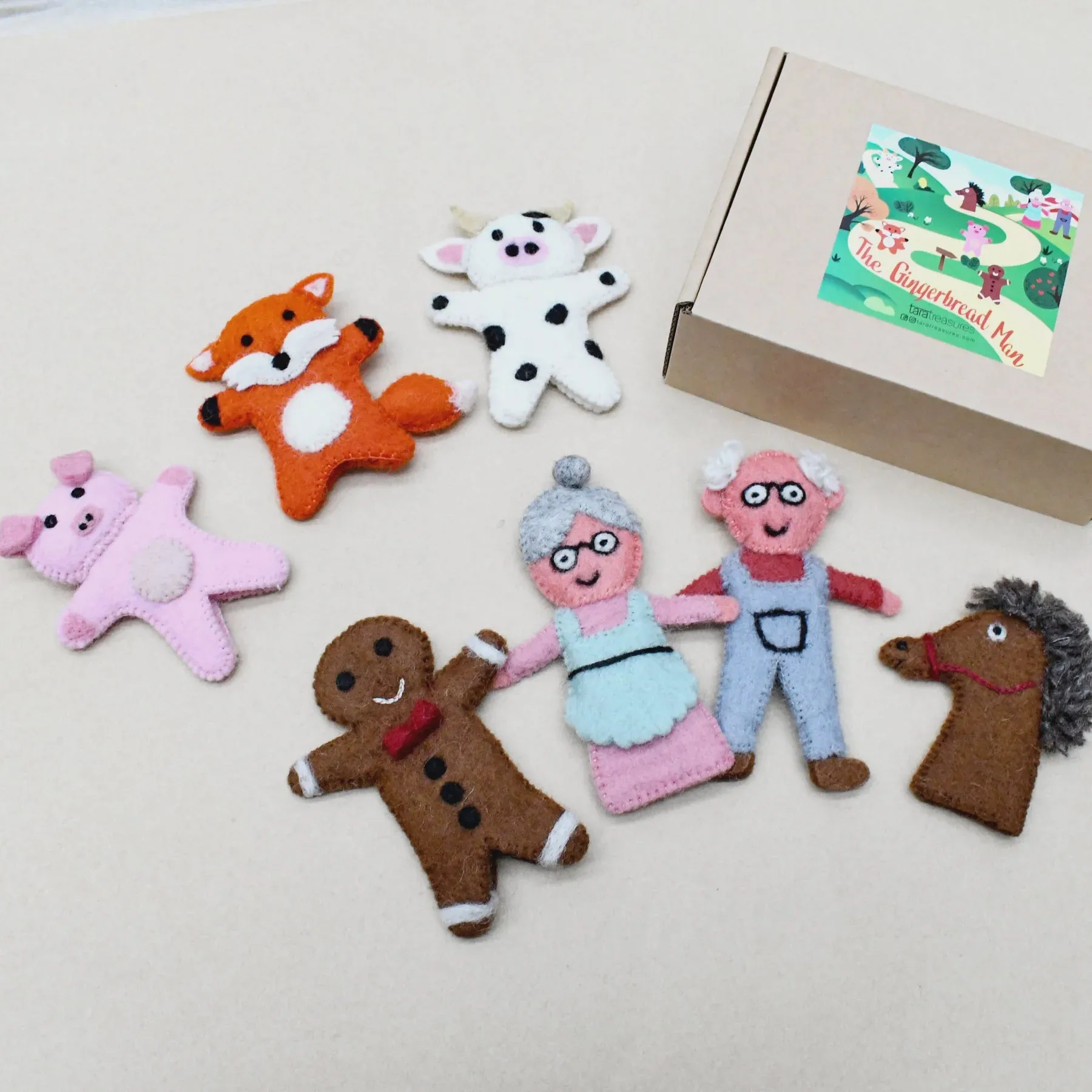 Tara Treasures Finger Puppet Set - Gingerbread Man Story