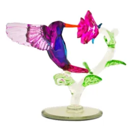 The Bradford Exchange Garden Treasures of Sparkling Elegance Collection Issue #05: Fleeting Beauty Hummingbird Handcrafted Crystal Jewel Toned Colors with Mirrored Base 6-inches