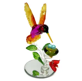 The Bradford Exchange Garden Treasures of Sparkling Elegance Collection Issue #16: Nesting Beauty Hummingbird Handcrafted Crystal Jewel Toned Colors with Mirrored Base 6-inches