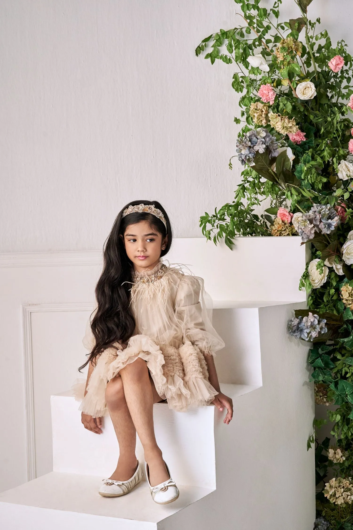 The Camille Tulle Dress (Beige)
