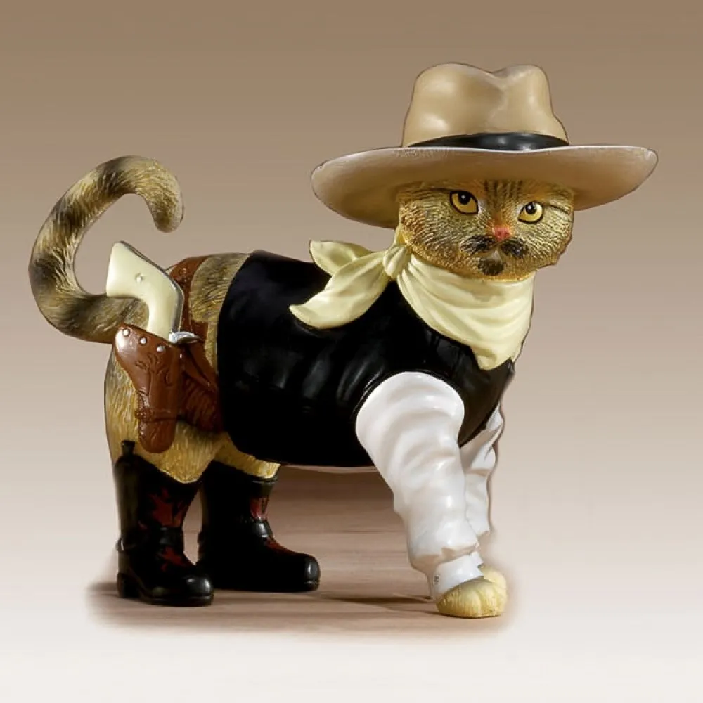 The Hamilton Collection Rebel With A Claws from Spurs 'N Fur Kitty Cowboys Figurine Collection Issue #4 Kitten Figurine 5.25-inches